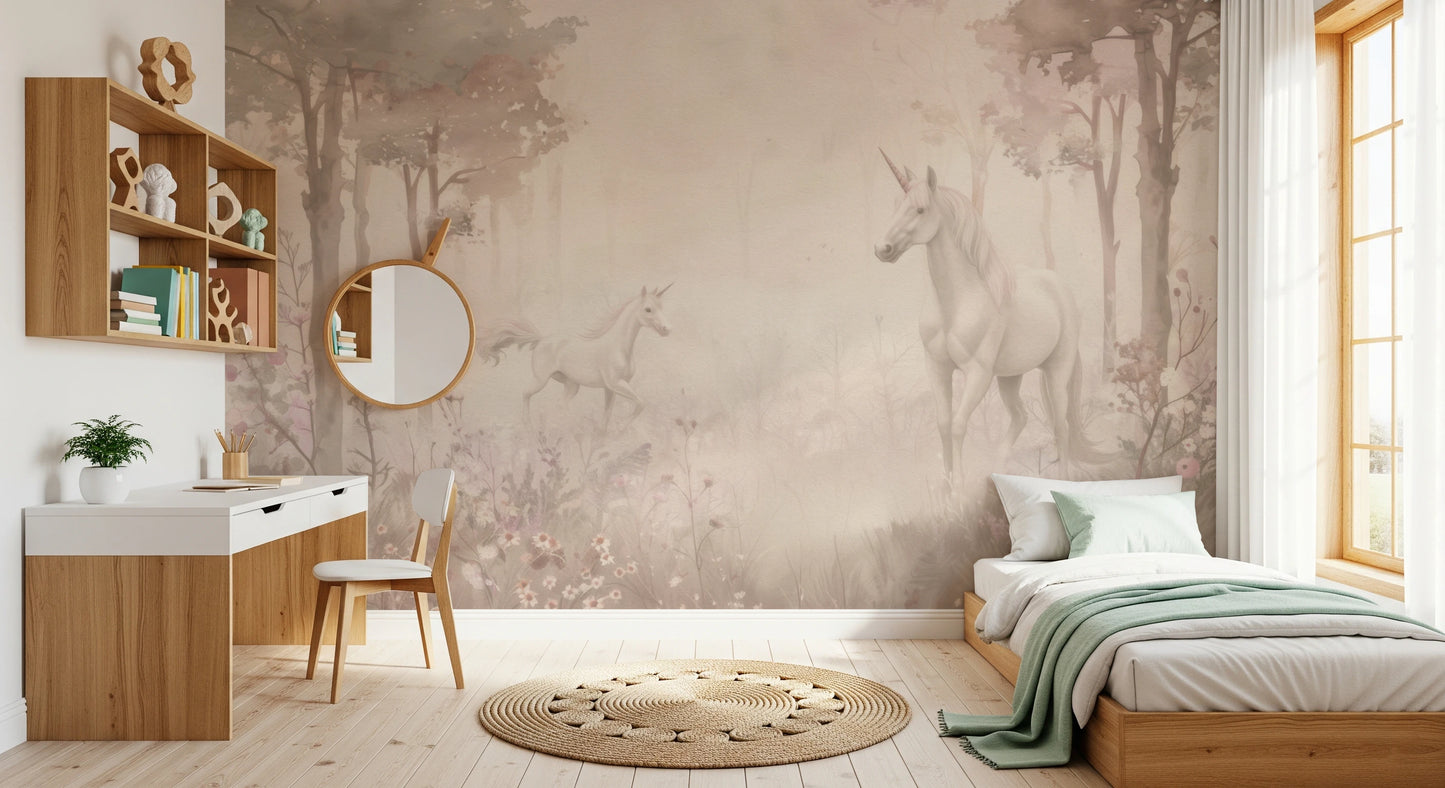 Unicorns in a Magical Dreamy Forest – Shell Wall Mural