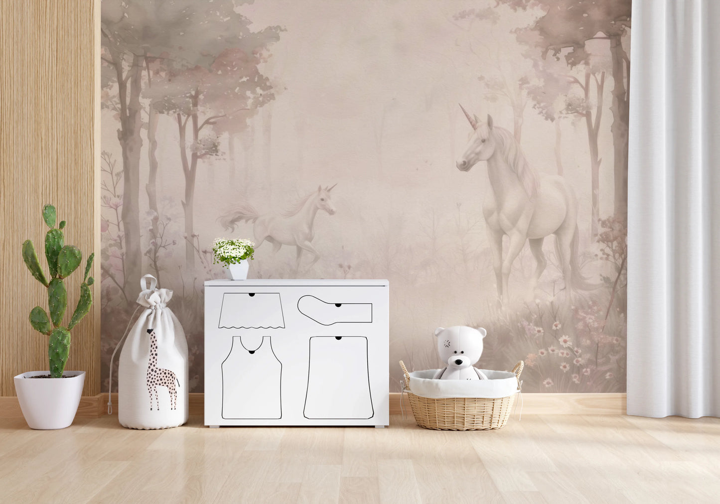 Unicorns in a Magical Dreamy Forest – Shell Wall Mural