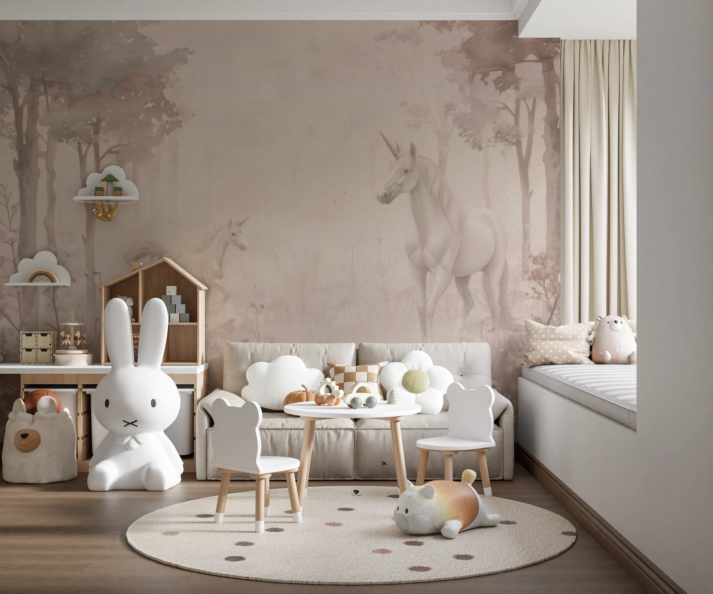Unicorns in a Magical Dreamy Forest – Shell Wall Mural