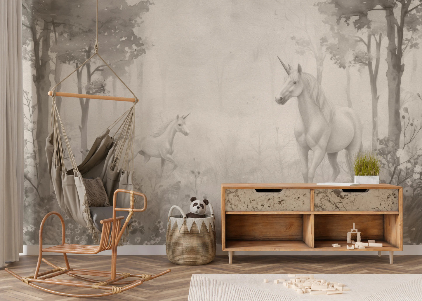 Unicorns in a Magical Dreamy Forest – Natural Wall Mural