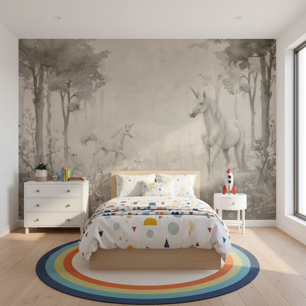 Unicorns in a Magical Dreamy Forest – Natural Wall Mural