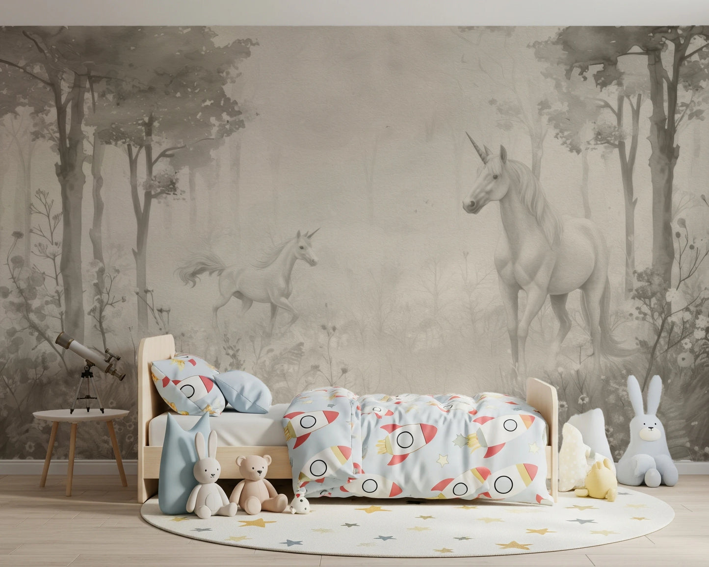 Unicorns in a Magical Dreamy Forest – Natural Wall Mural