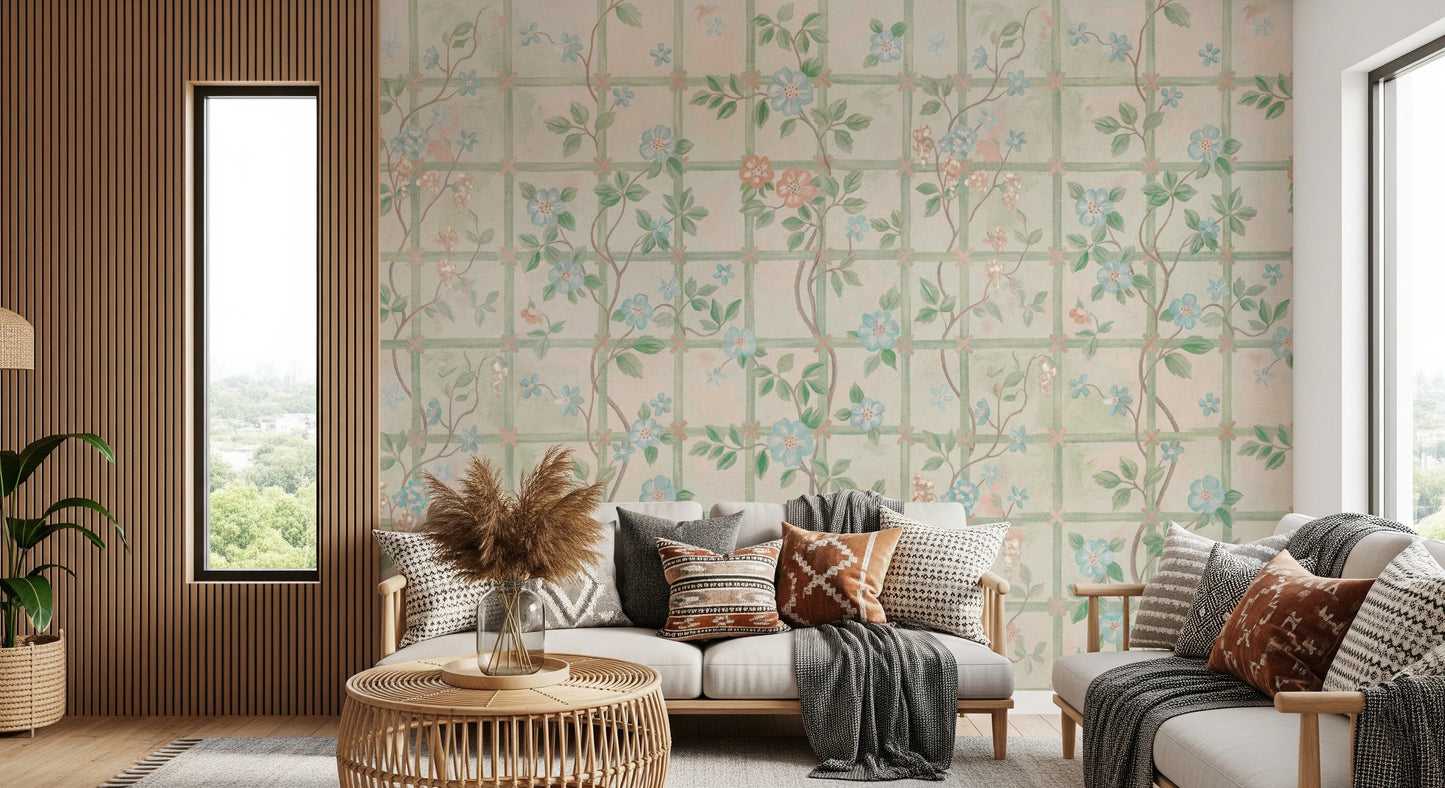 Pastel Charm Garden English Roses Wall Mural