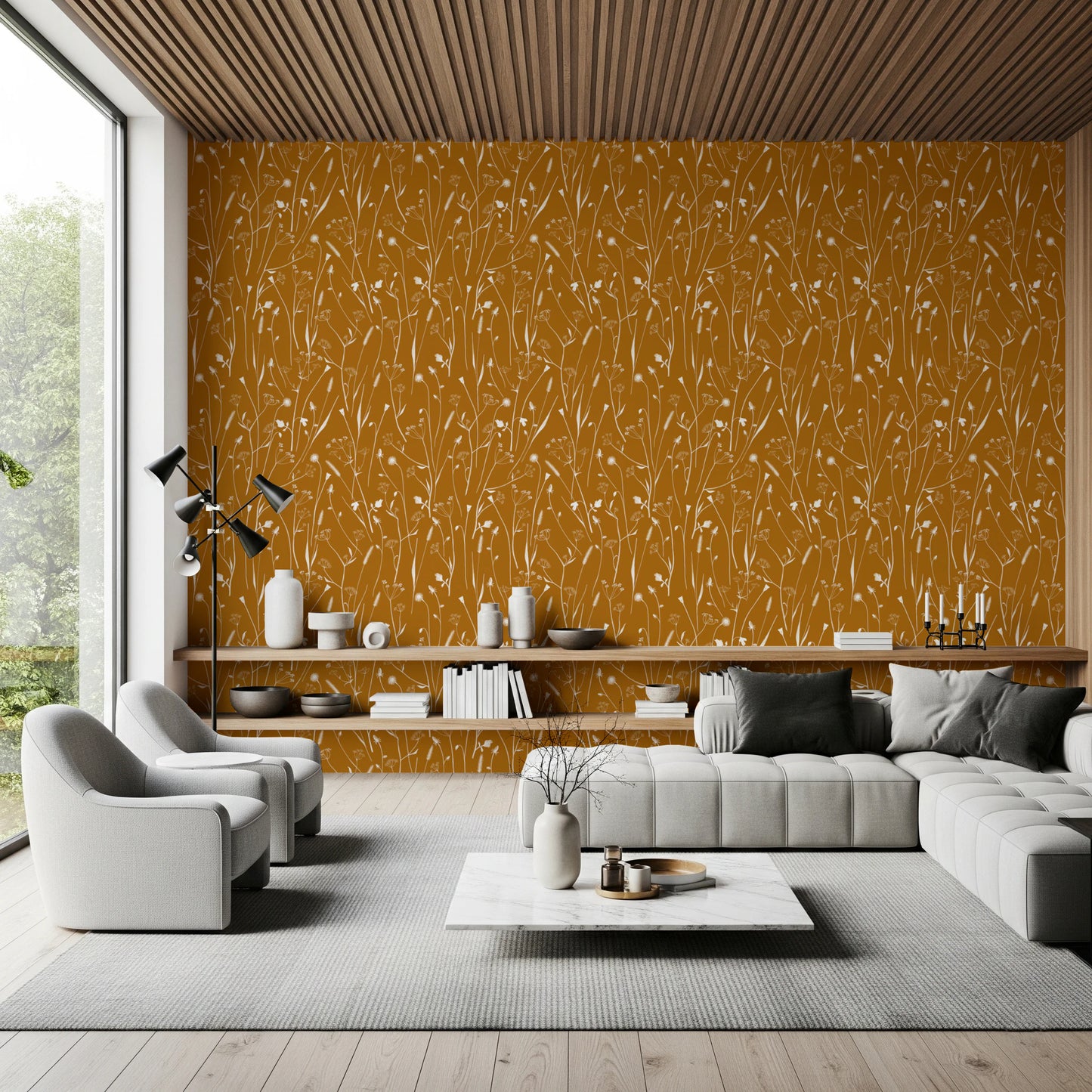 Homeland Floral Golden Wallpaper⁠