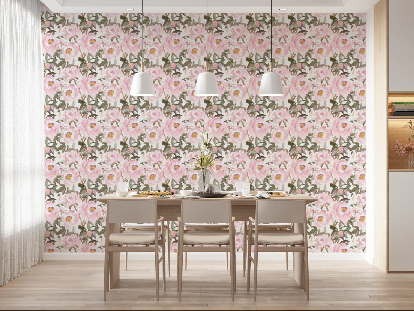 Vintage Oil Painted Pink Peonies with Soft Romantic Petals Wallpaper⁠