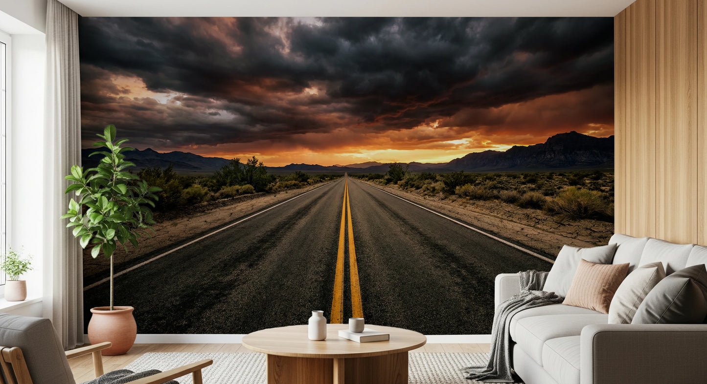 Desert Road Dusk Wall Mural