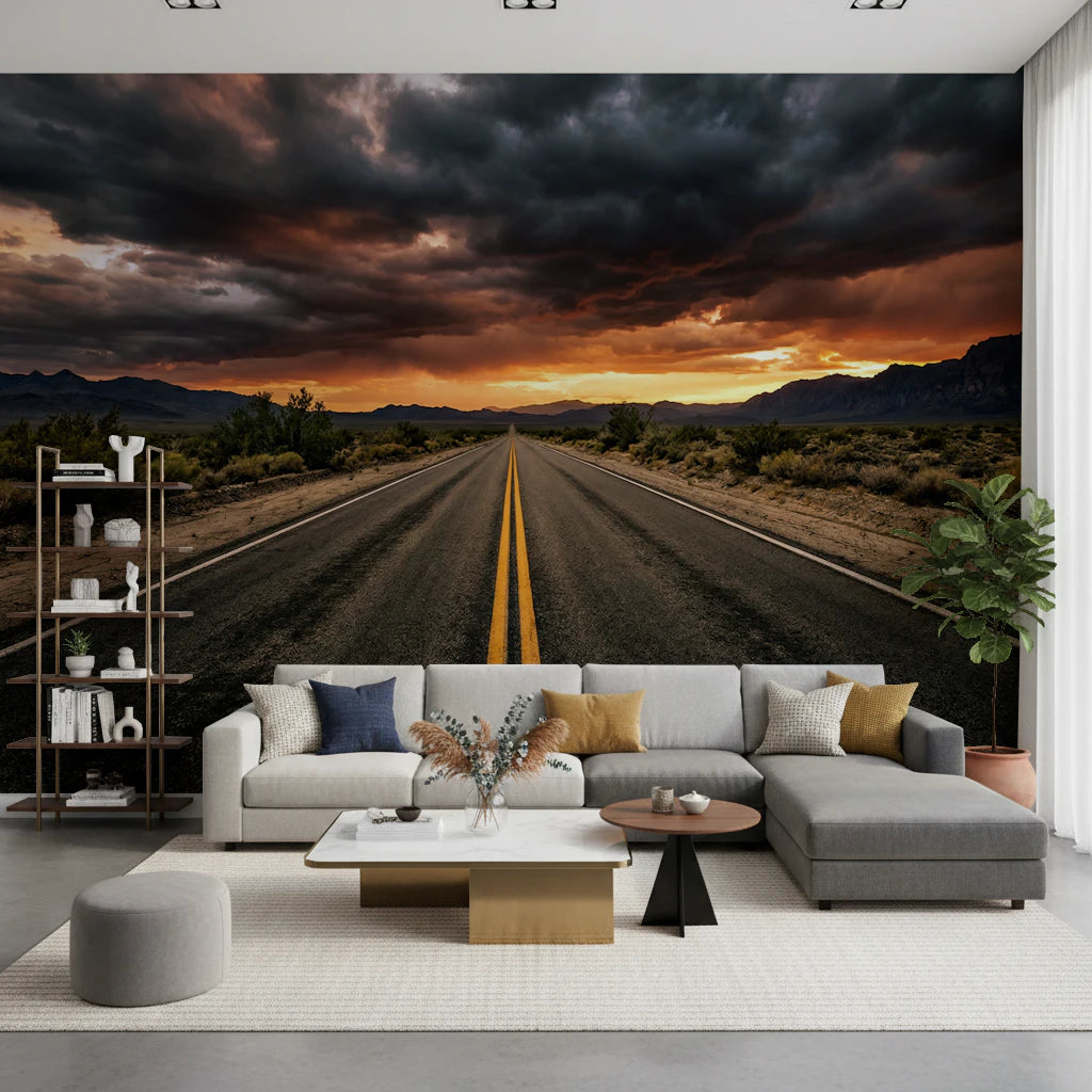 Desert Road Dusk Wall Mural