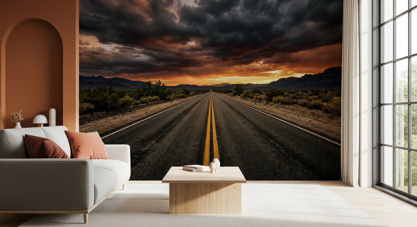 Desert Road Dusk Wall Mural