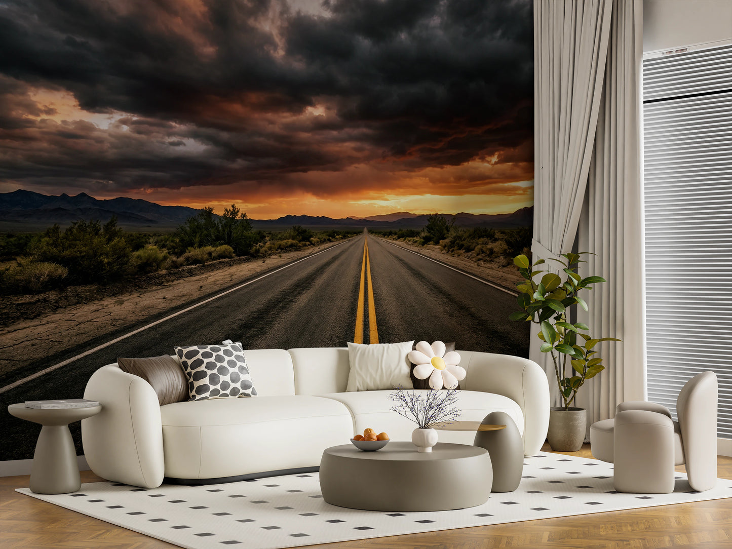 Desert Road Dusk Wall Mural