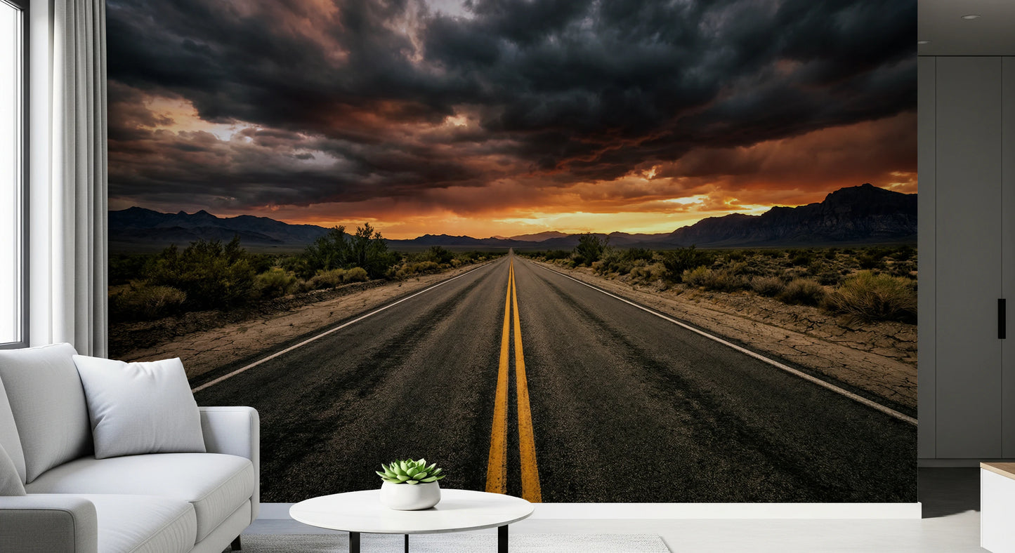 Desert Road Dusk Wall Mural