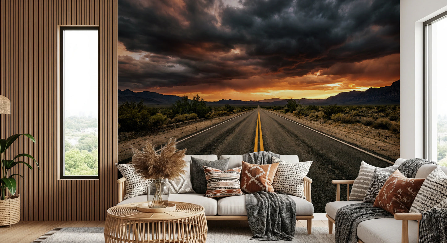 Desert Road Dusk Wall Mural