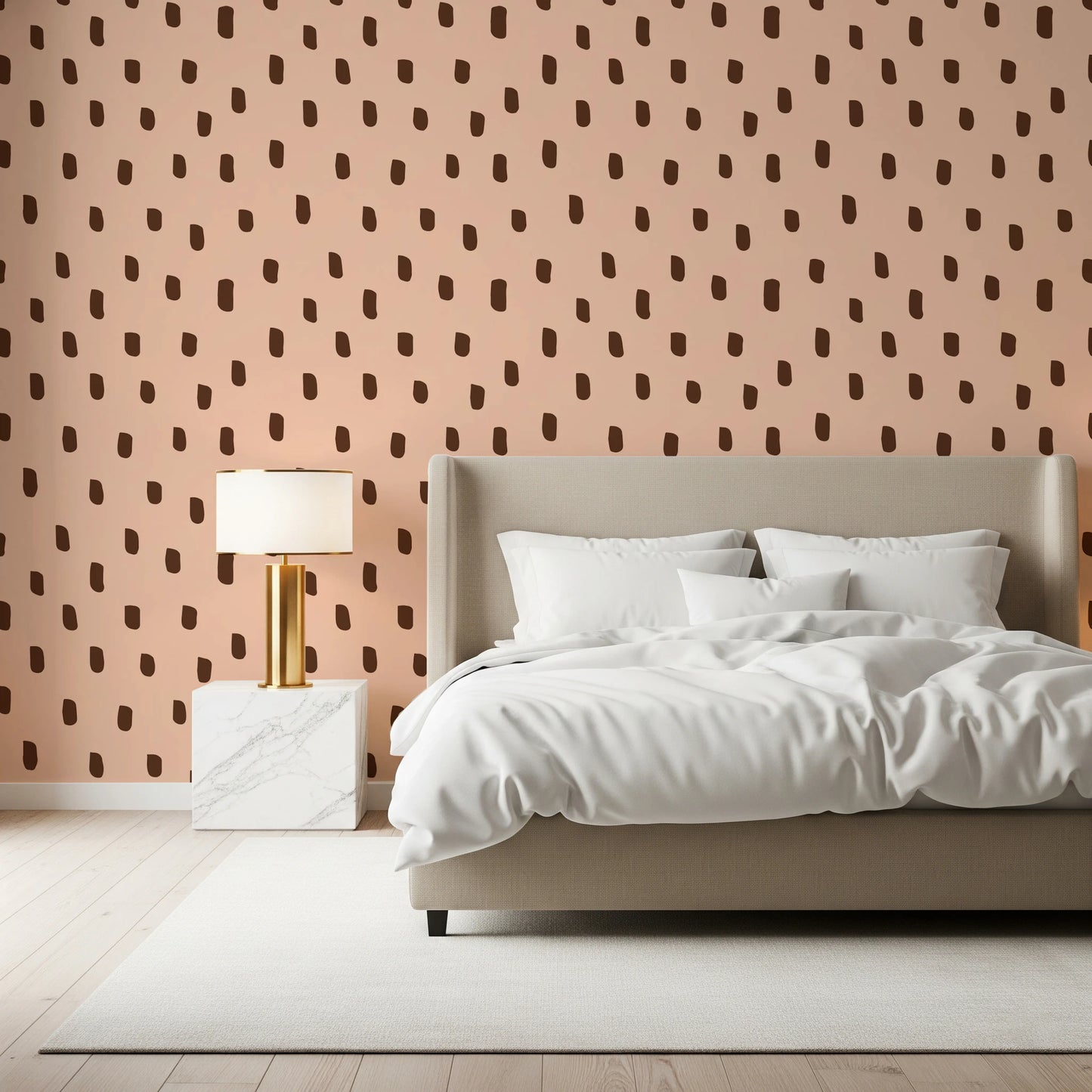 Mid Mod Wildflower Dots - Pink Brown  Wallpaper⁠