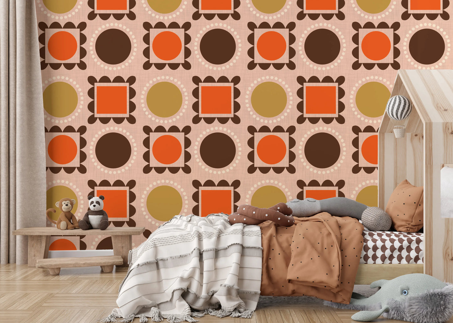 Mid Mod Pictures Frames - Pink Ocher Terracotta  Wallpaper⁠