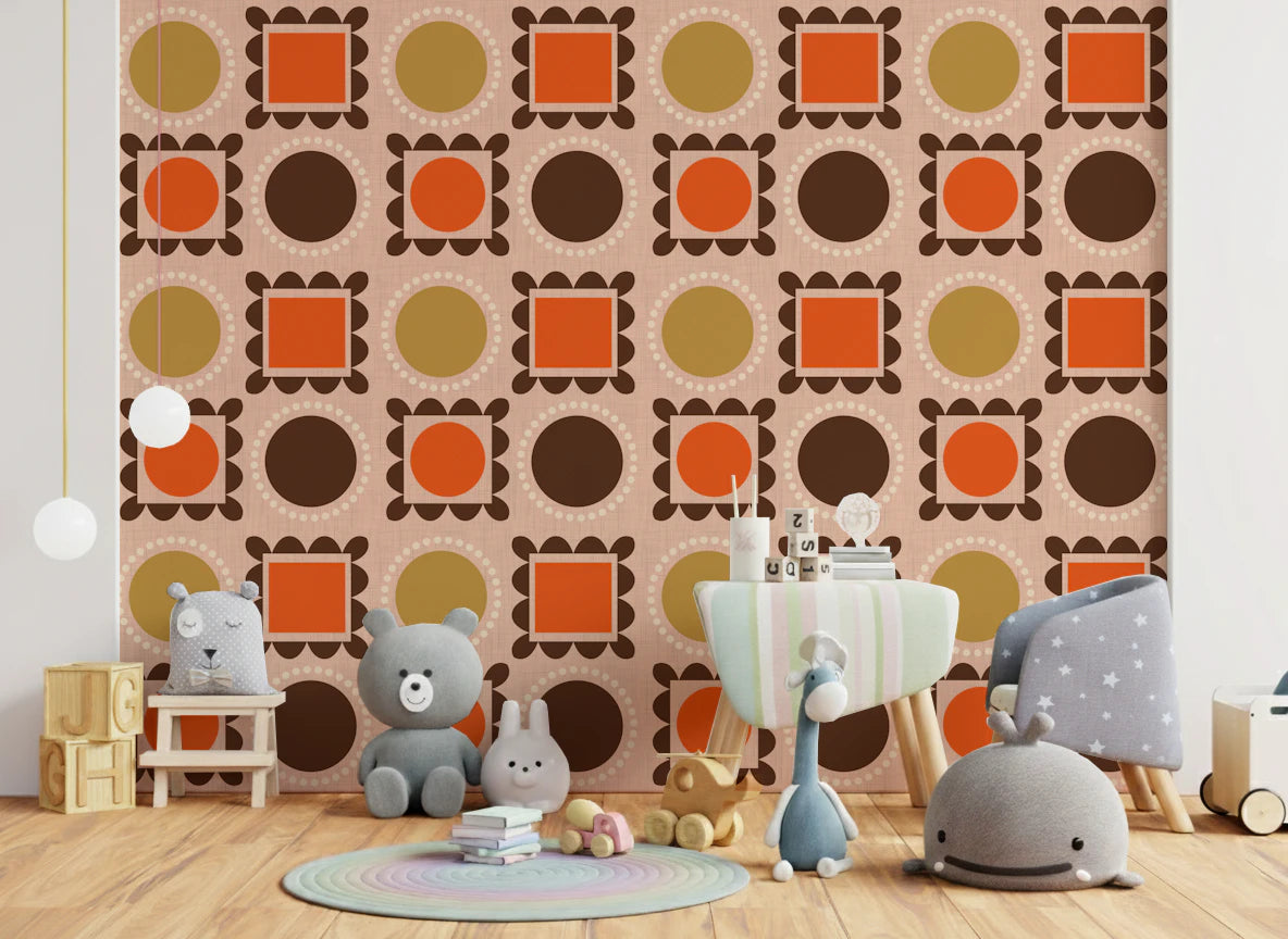 Mid Mod Pictures Frames - Pink Ocher Terracotta  Wallpaper⁠