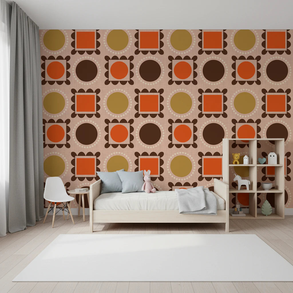 Mid Mod Pictures Frames - Pink Ocher Terracotta  Wallpaper⁠