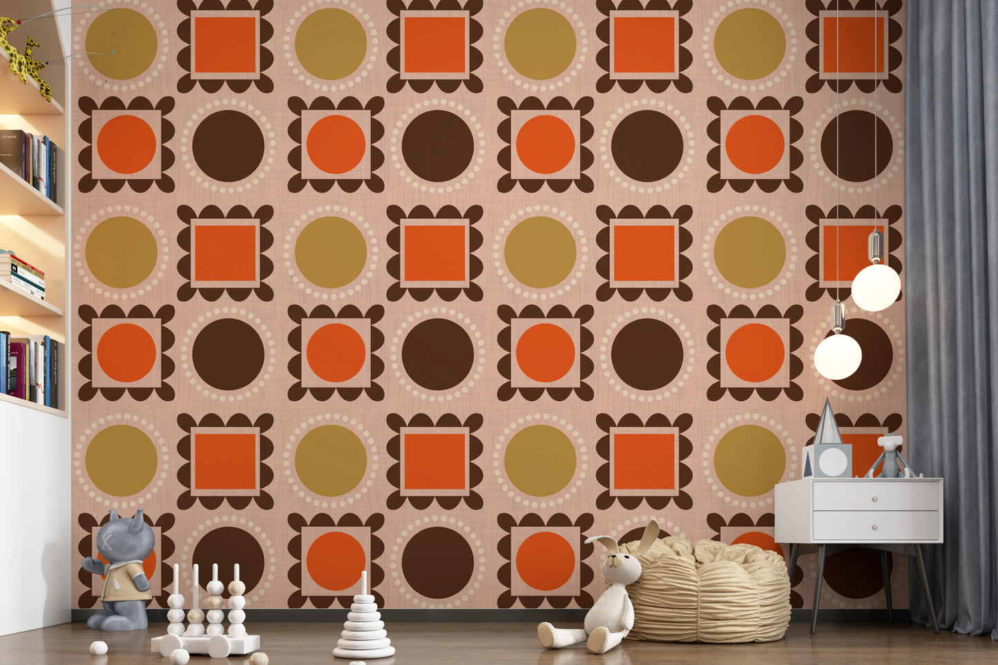 Mid Mod Pictures Frames - Pink Ocher Terracotta  Wallpaper⁠