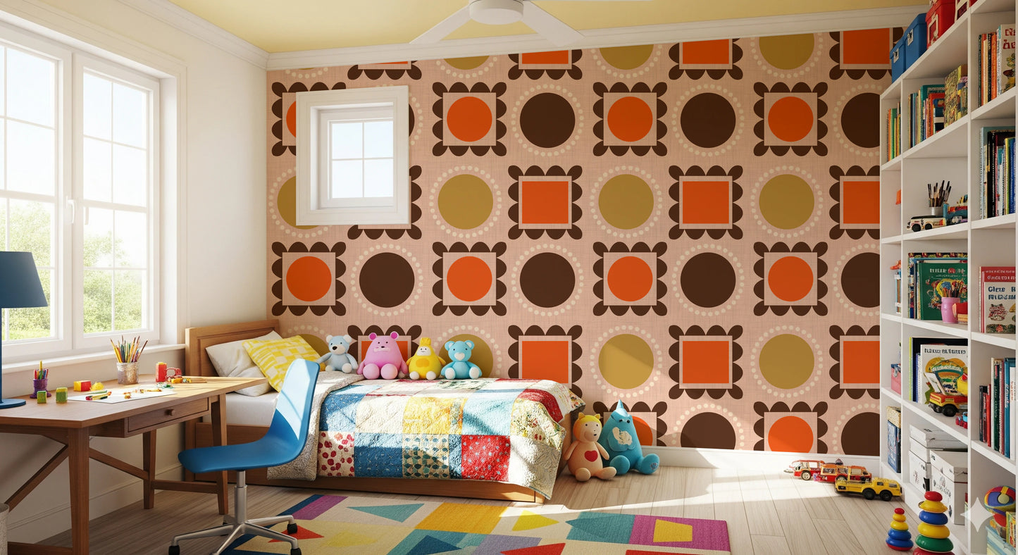 Mid Mod Pictures Frames - Pink Ocher Terracotta  Wallpaper⁠