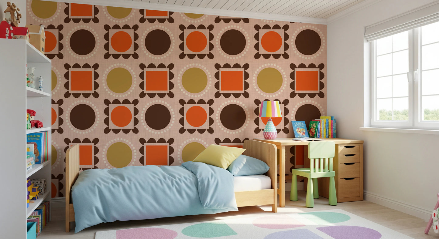 Mid Mod Pictures Frames - Pink Ocher Terracotta  Wallpaper⁠