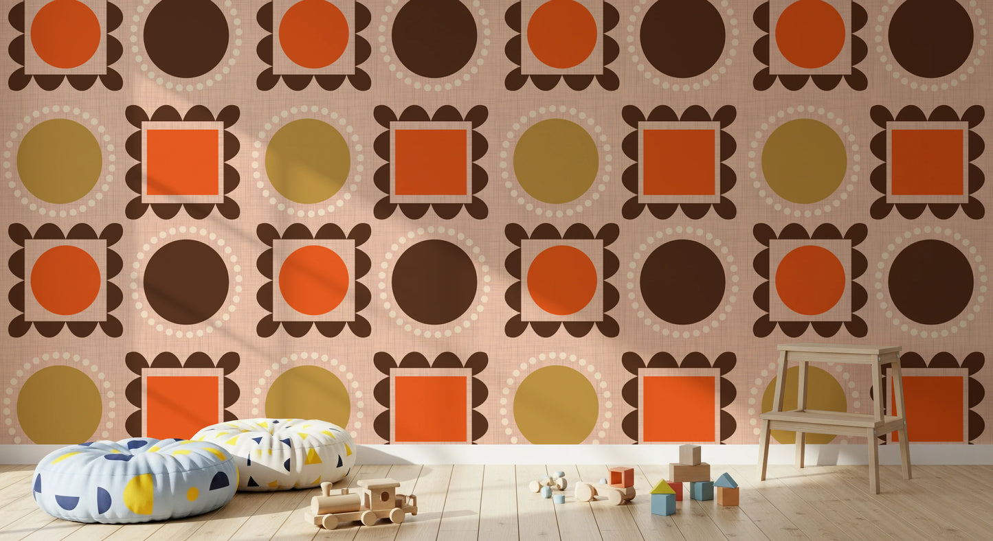 Mid Mod Pictures Frames - Pink Ocher Terracotta  Wallpaper⁠