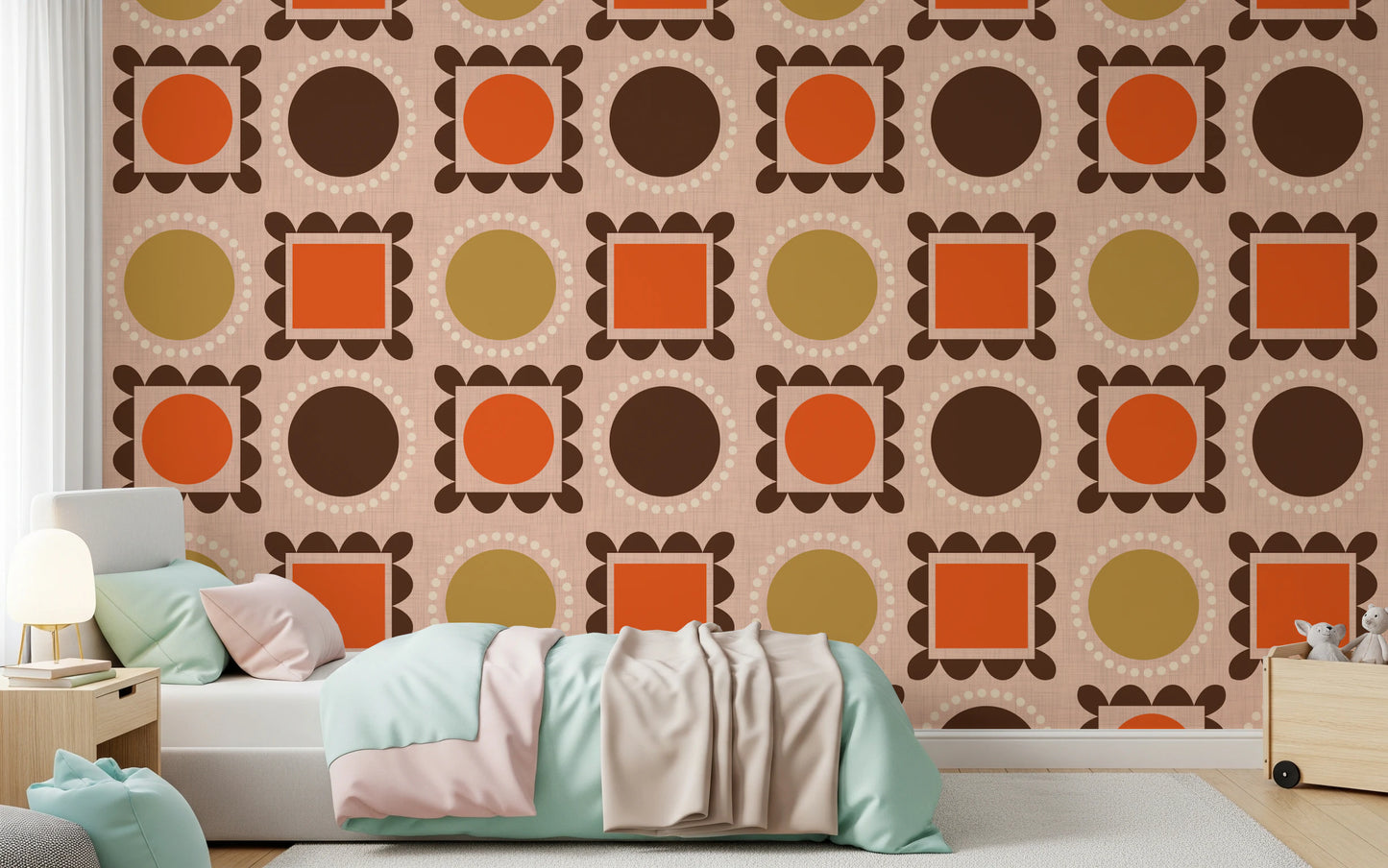 Mid Mod Pictures Frames - Pink Ocher Terracotta  Wallpaper⁠