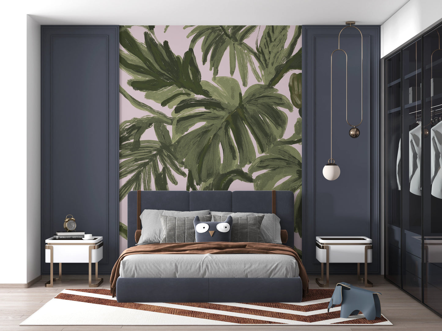 Painterly Palms Blush Tropical Foliage  Wall Mural
