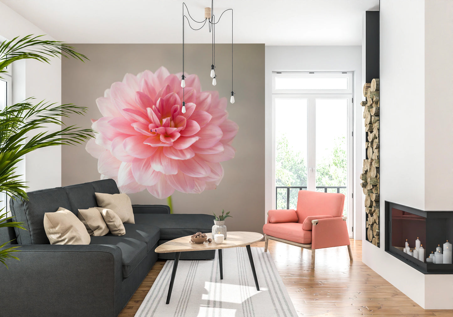 Pink Dahlia Wall Mural