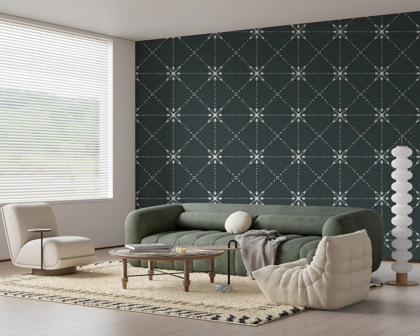 Sashiko Hana-Goshi - Latticed Flower Stitch On Outer Space Wallpaper⁠