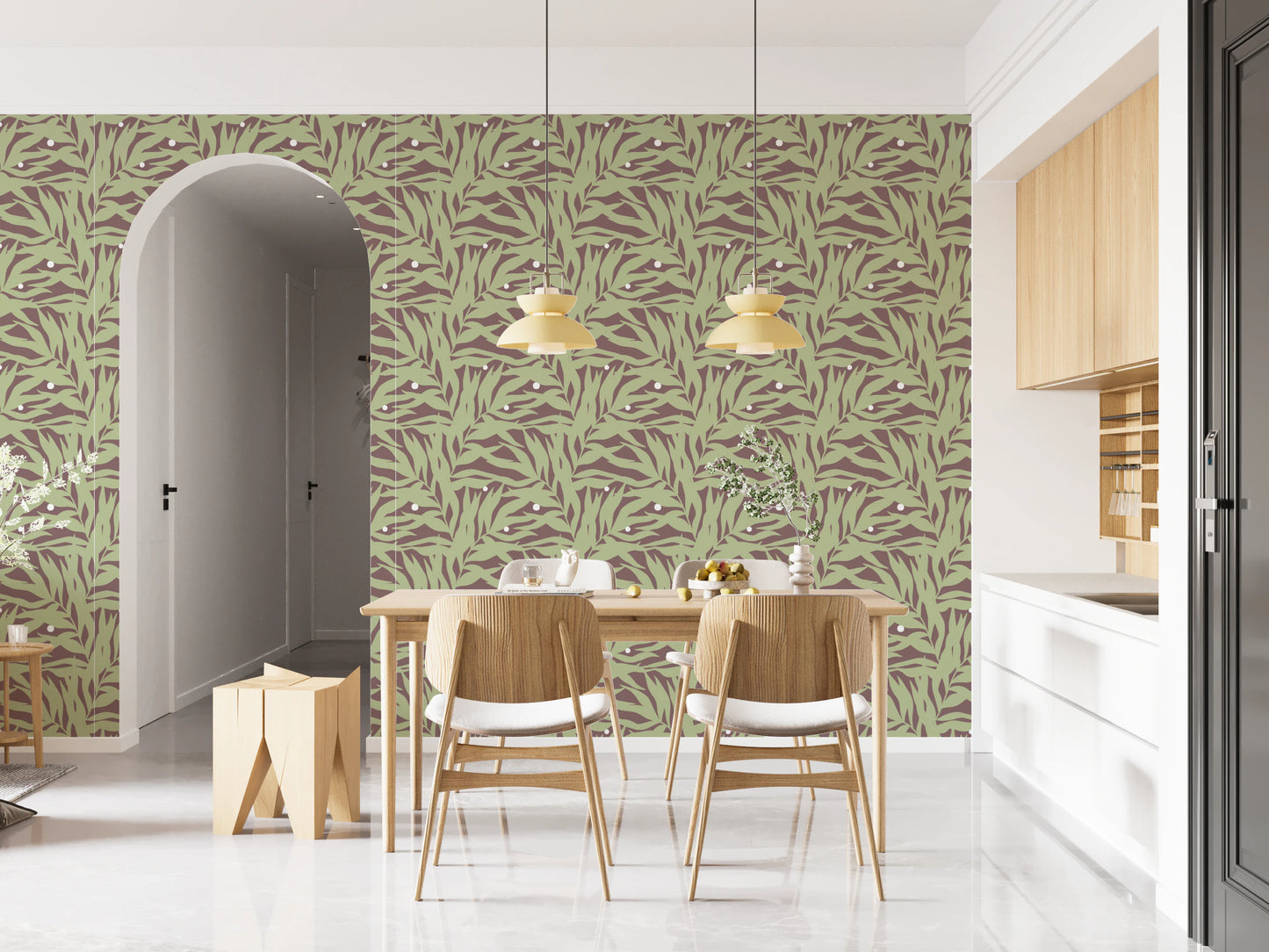Botanical Echo Scattered Leaves Wallpaper⁠