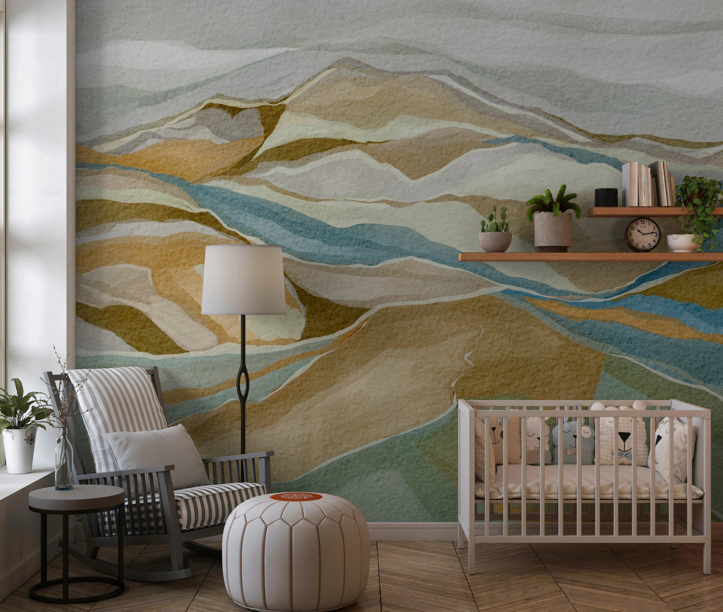 Watercolor Ridge view Wall Mural
