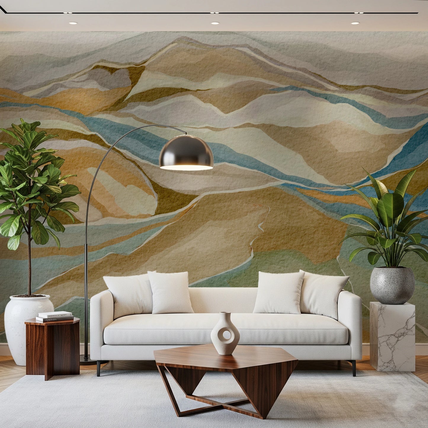 Watercolor Ridge view Wall Mural