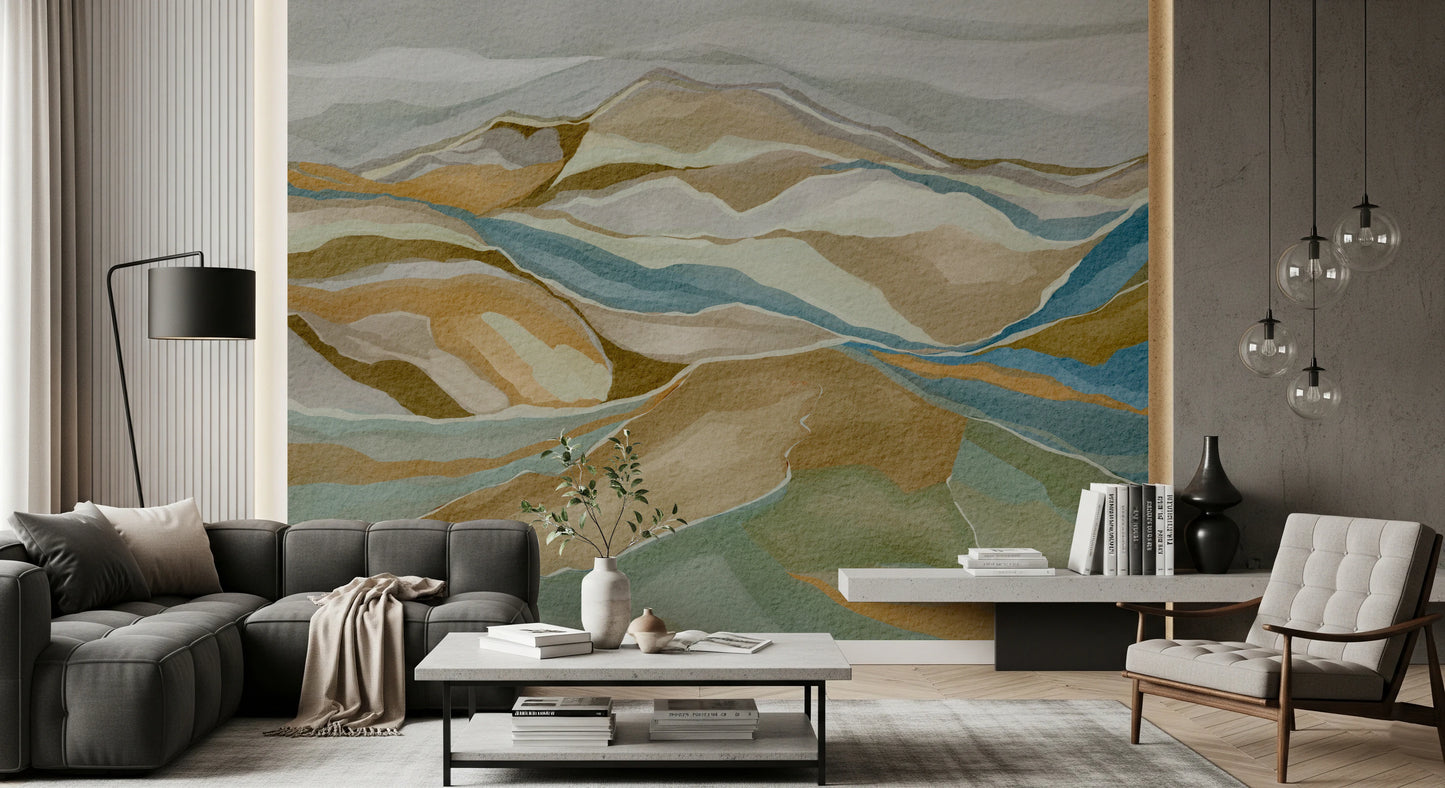 Watercolor Ridge view Wall Mural