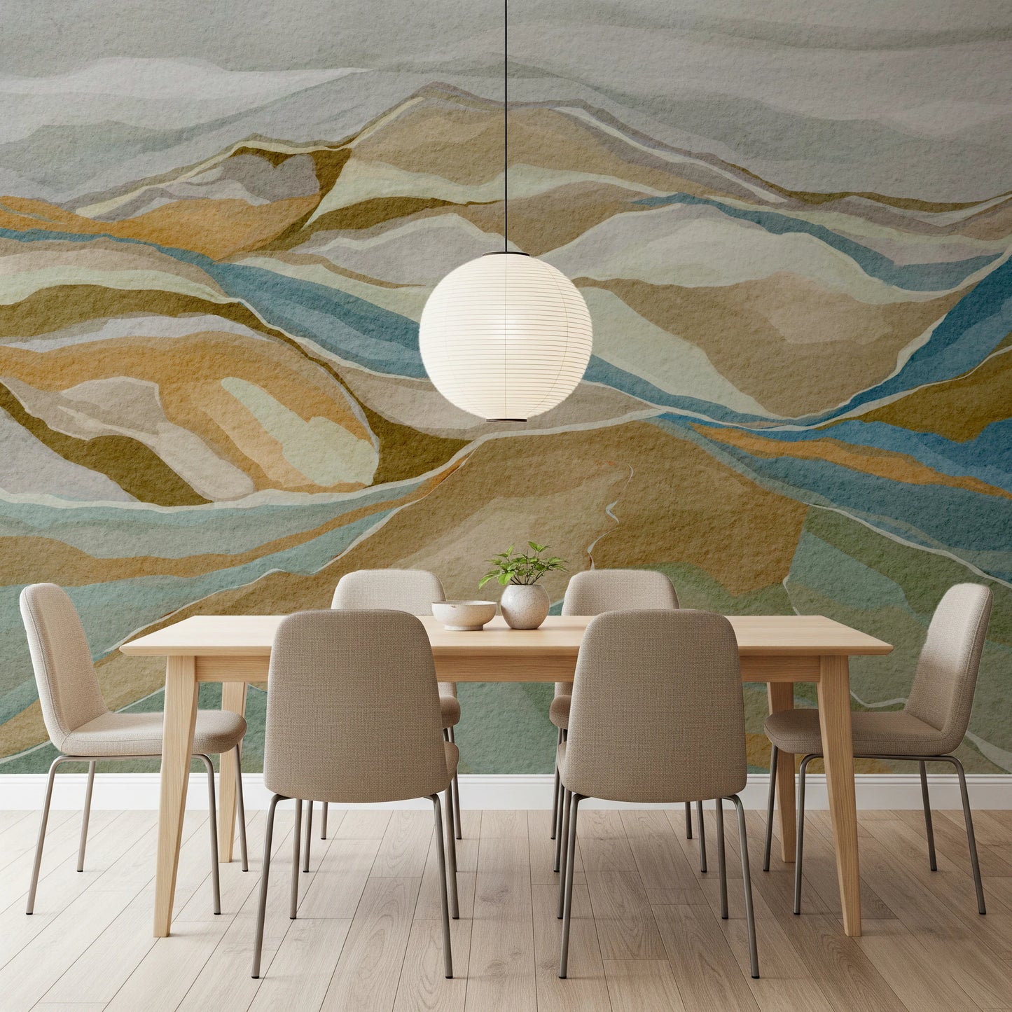 Watercolor Ridge view Wall Mural