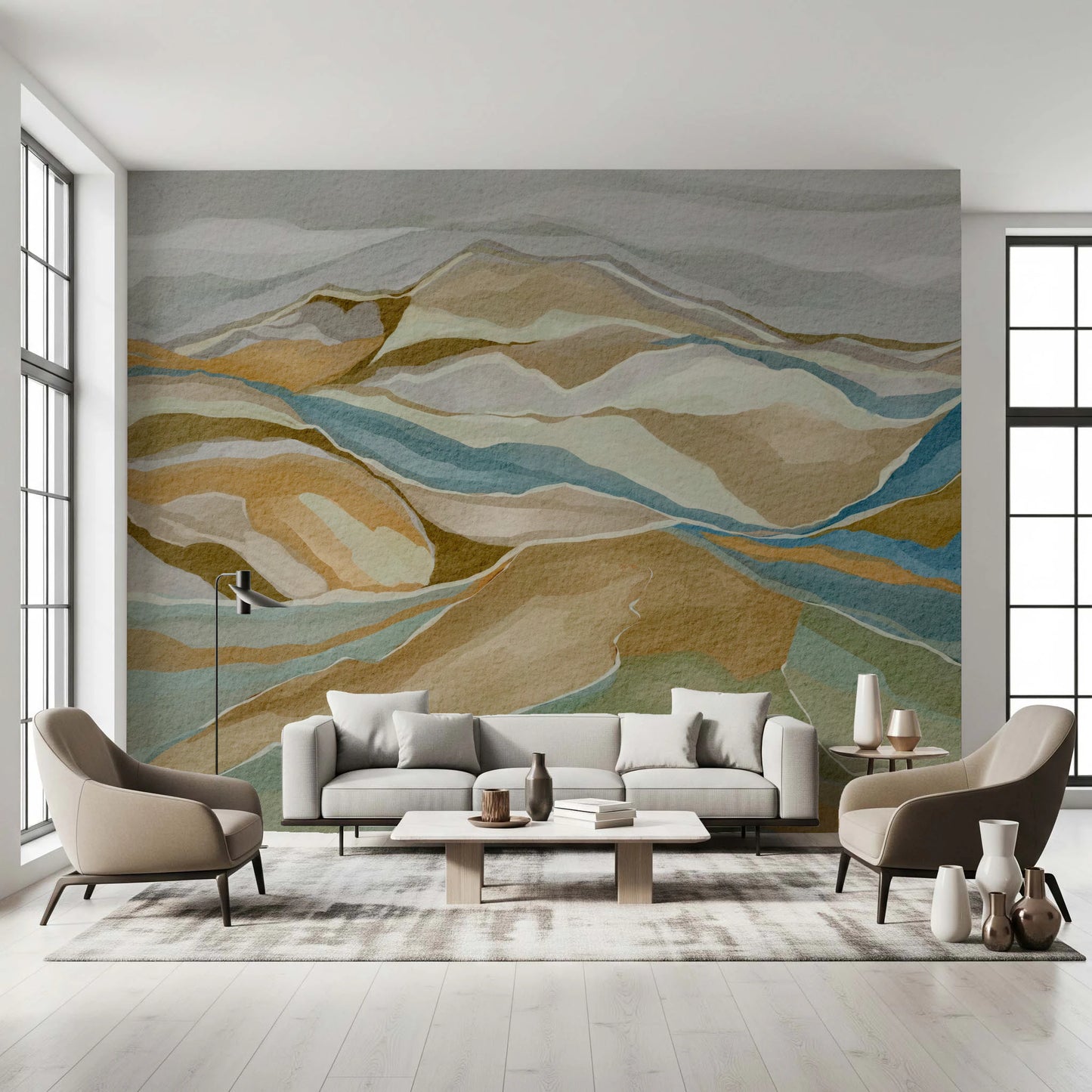 Watercolor Ridge view Wall Mural