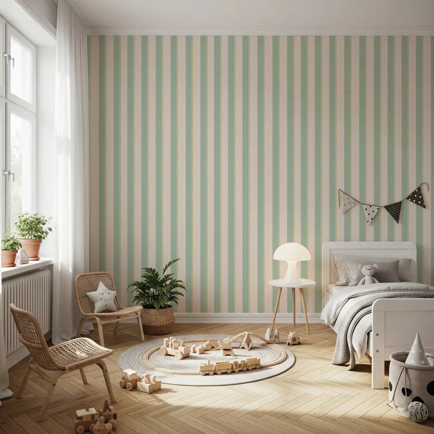 Mint Vertical Stripes Wallpaper⁠