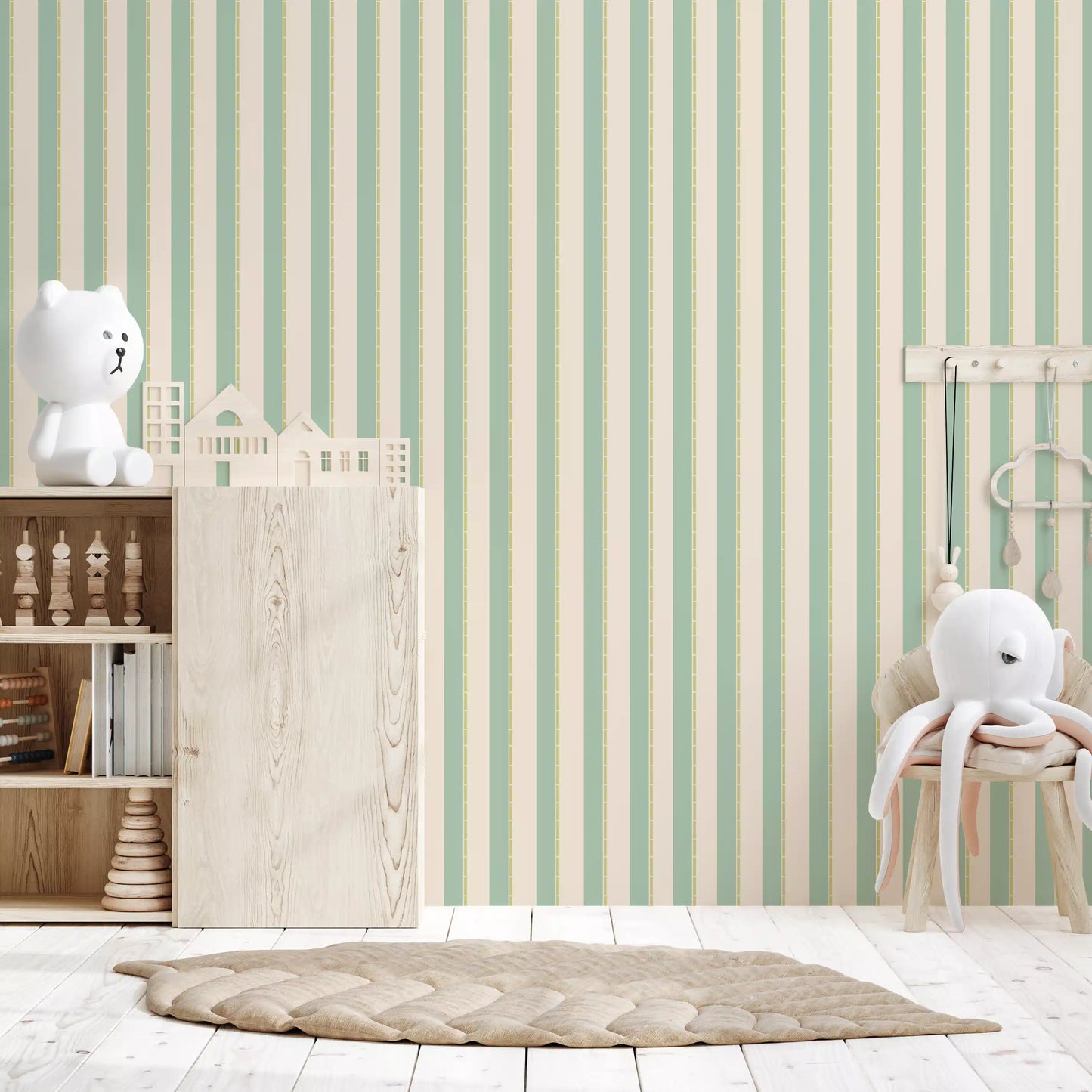 Mint Vertical Stripes Wallpaper⁠