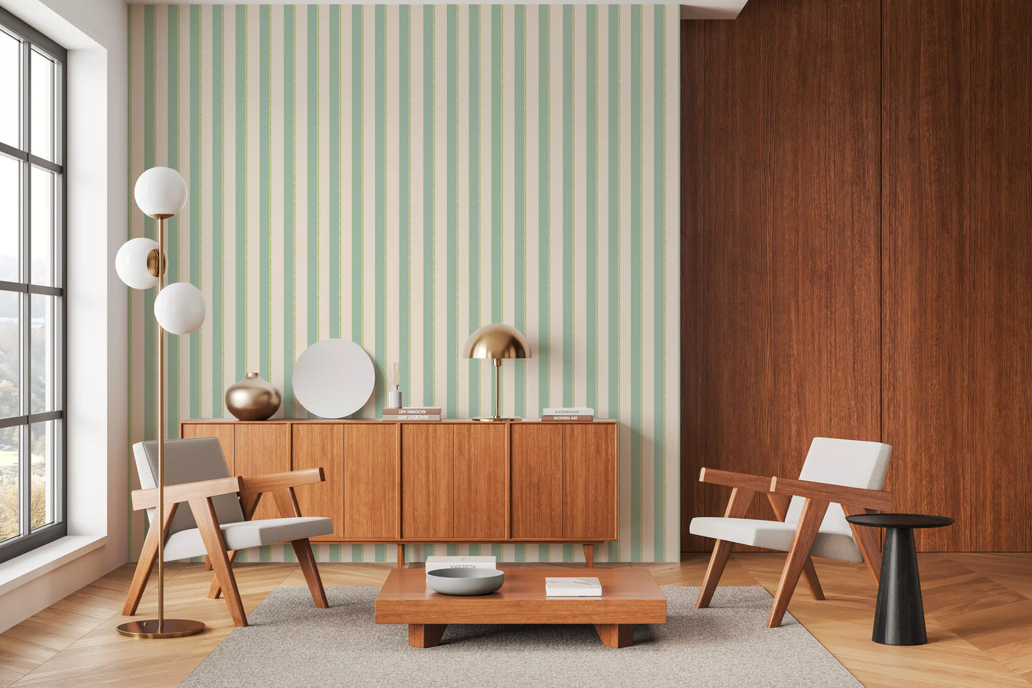 Mint Vertical Stripes Wallpaper⁠