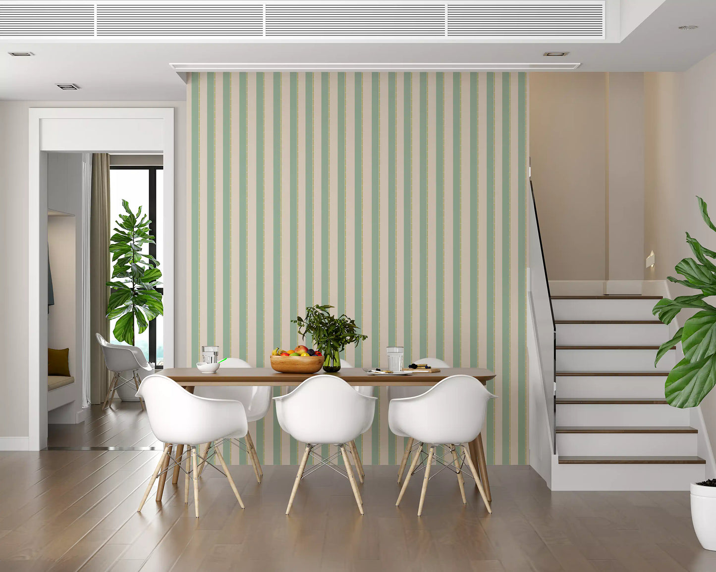 Mint Vertical Stripes Wallpaper⁠
