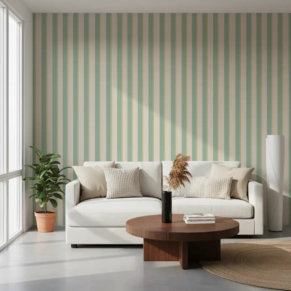Mint Vertical Stripes Wallpaper⁠
