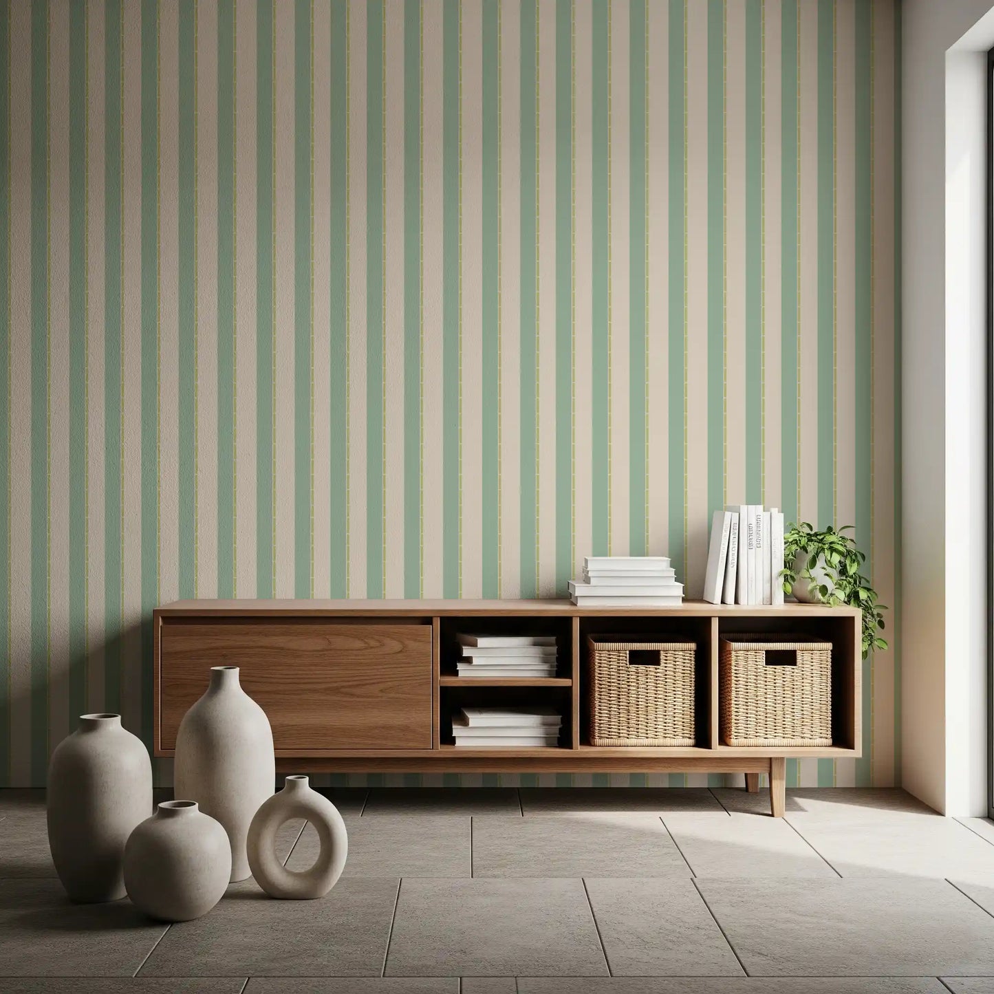 Mint Vertical Stripes Wallpaper⁠