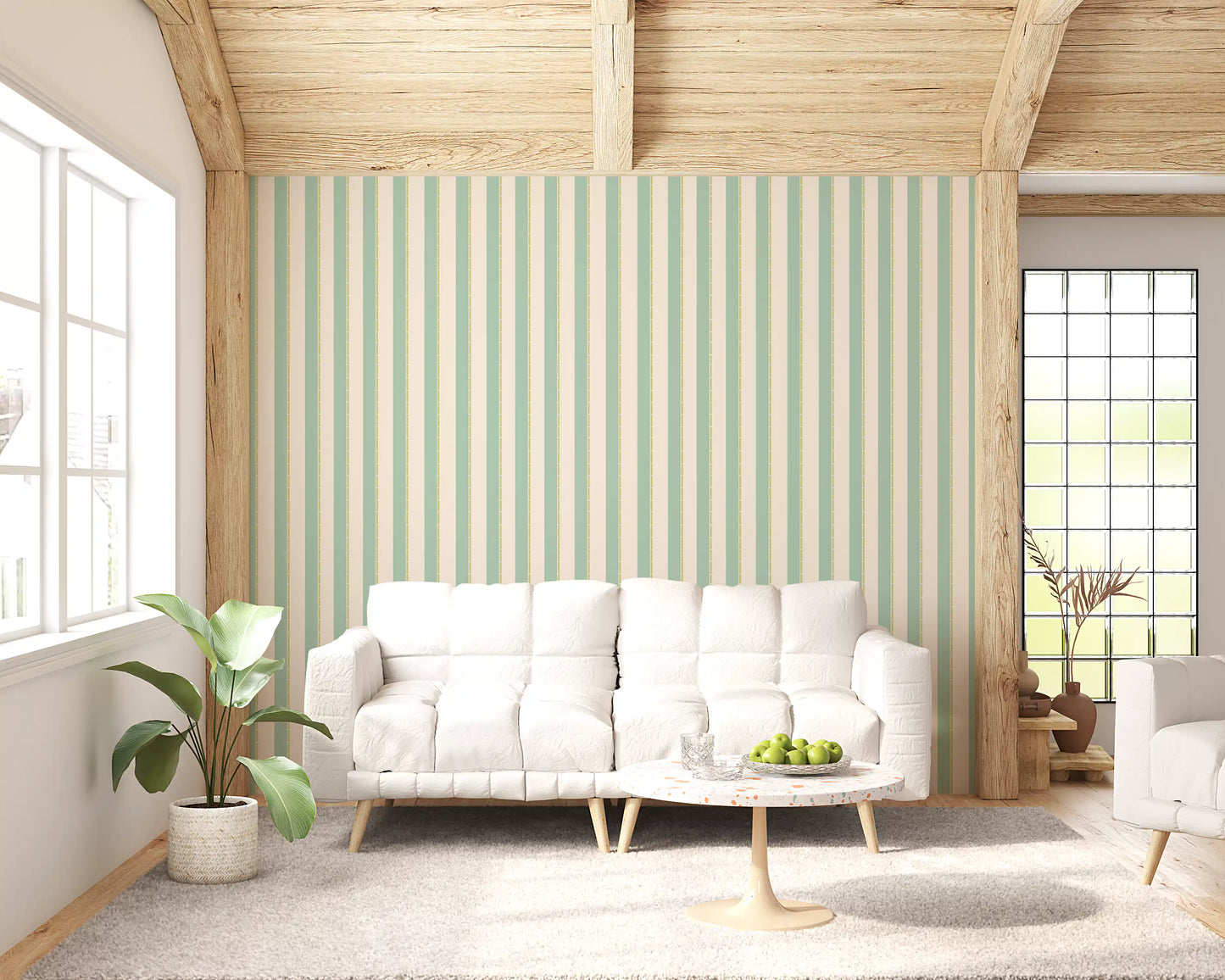 Mint Vertical Stripes Wallpaper⁠