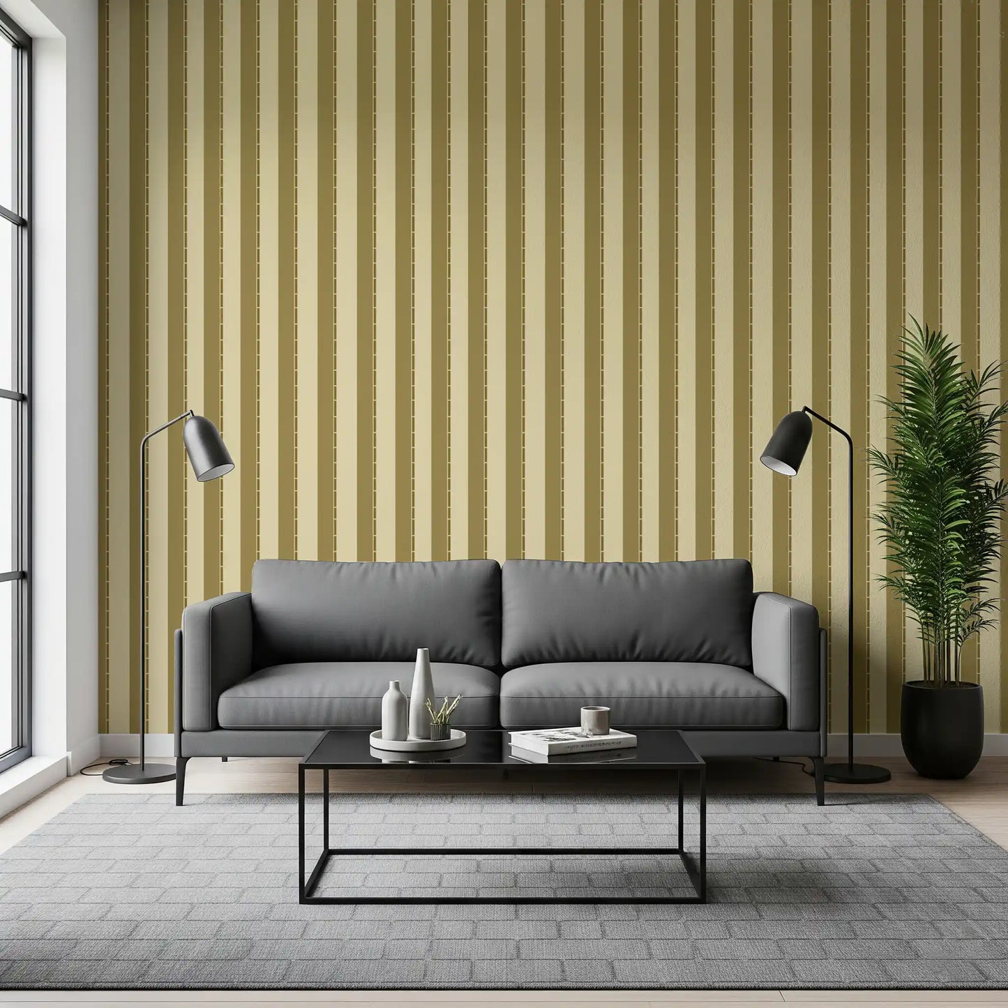 Golden Grid Stripes Wallpaper⁠