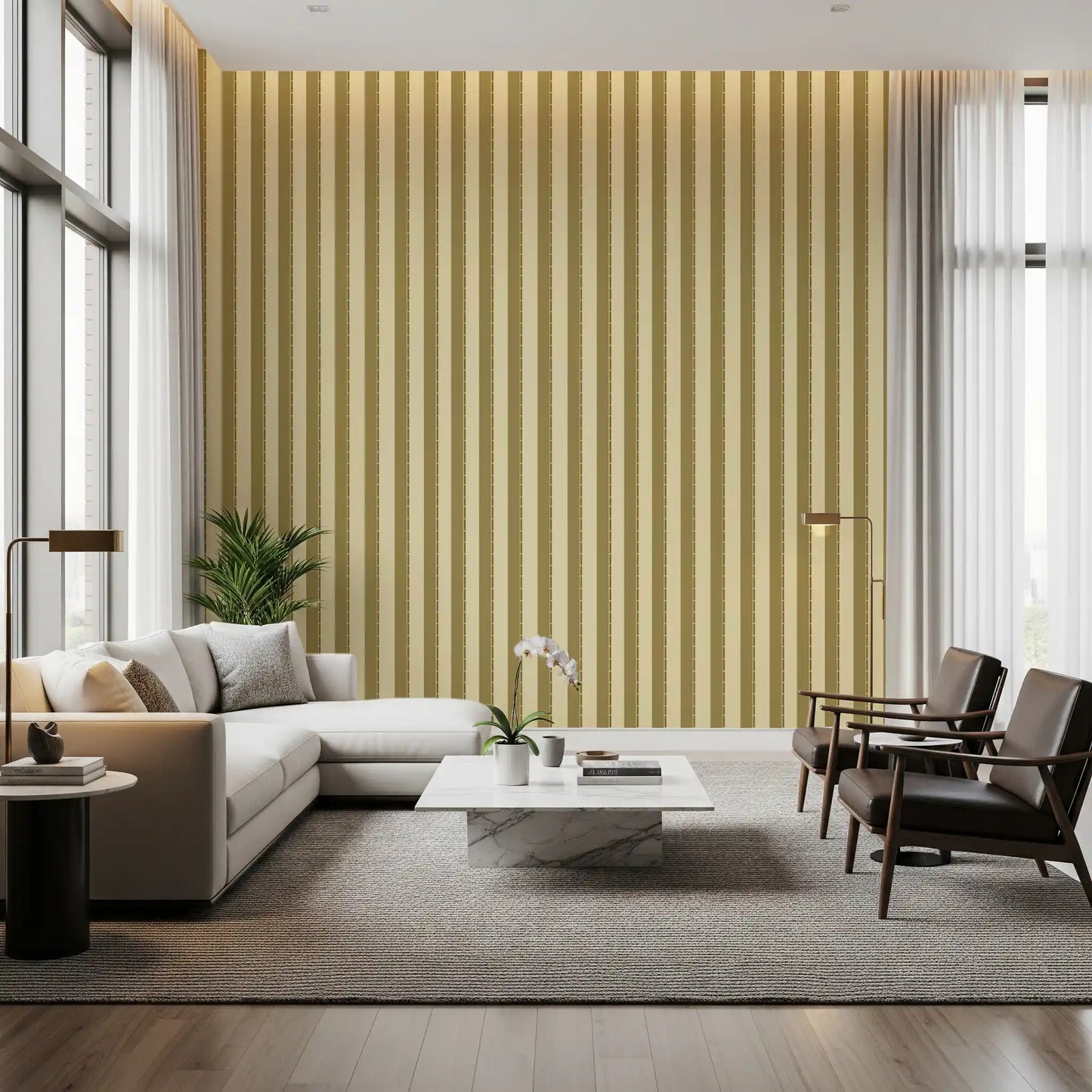 Golden Grid Stripes Wallpaper⁠