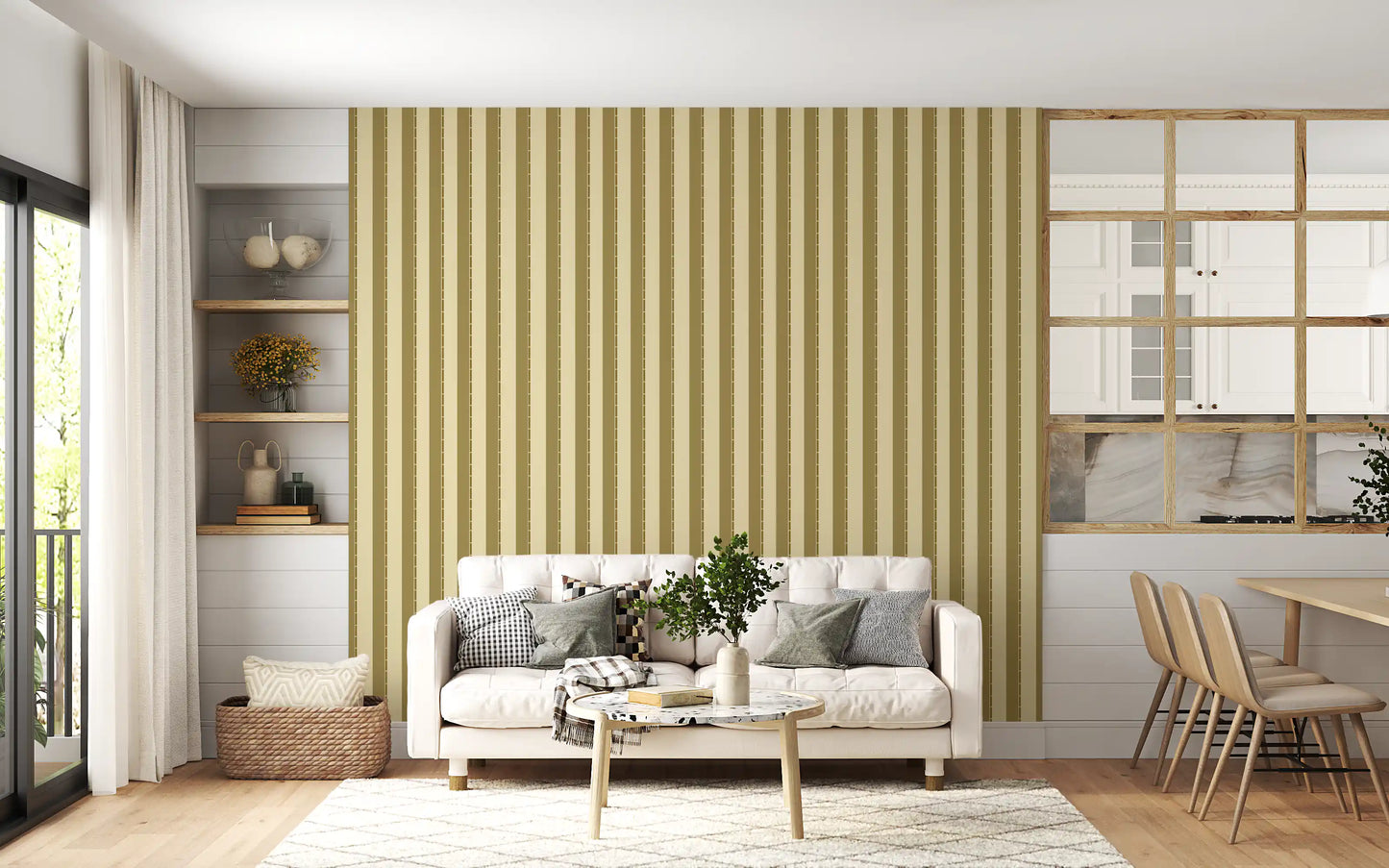 Golden Grid Stripes Wallpaper⁠
