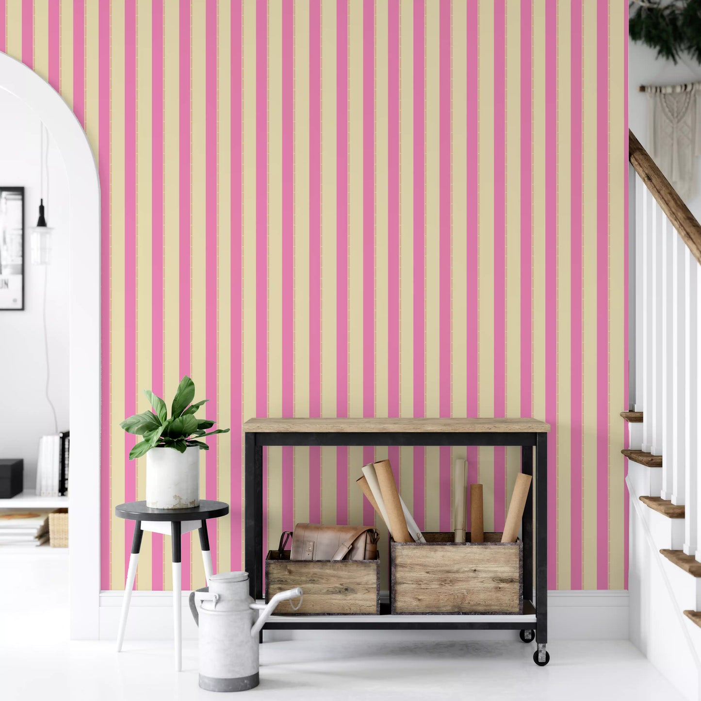 Pink Stripe Delight Wallpaper⁠
