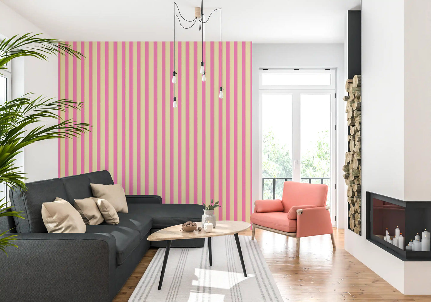 Pink Stripe Delight Wallpaper⁠