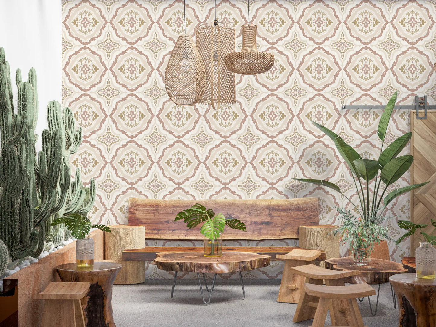 Soft Sienna Mediterranean Tile Wallpaper⁠