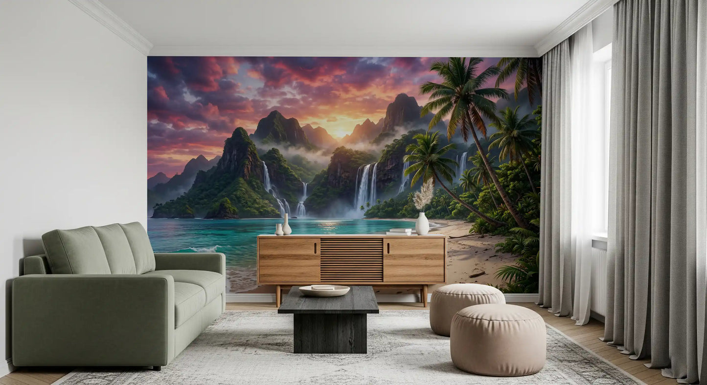 Island Waterfalls Wall Mural