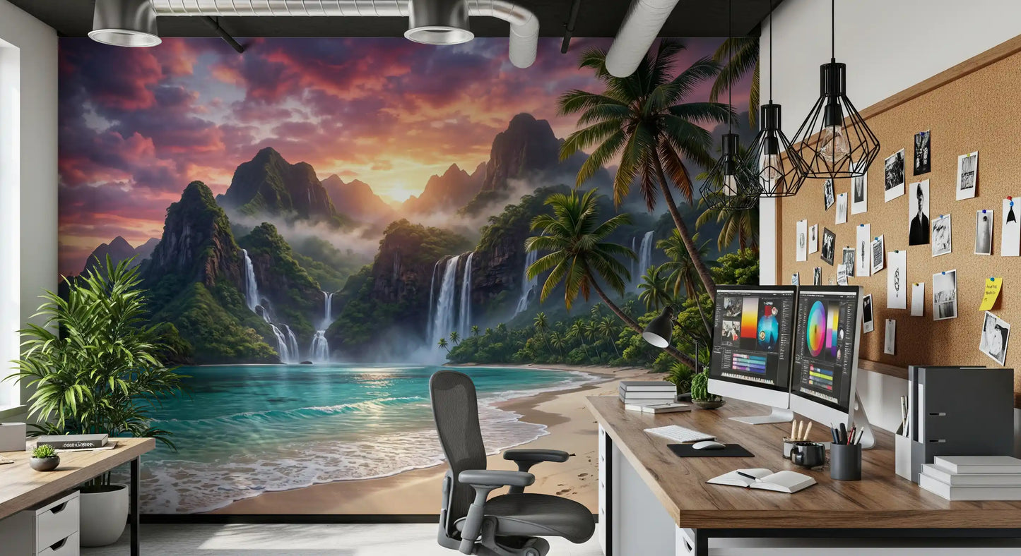 Island Waterfalls Wall Mural
