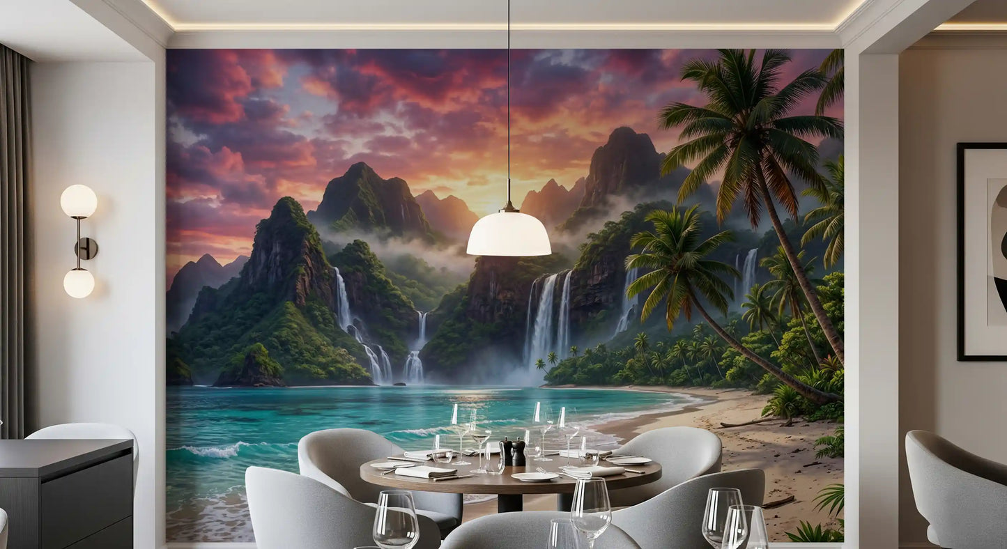 Island Waterfalls Wall Mural