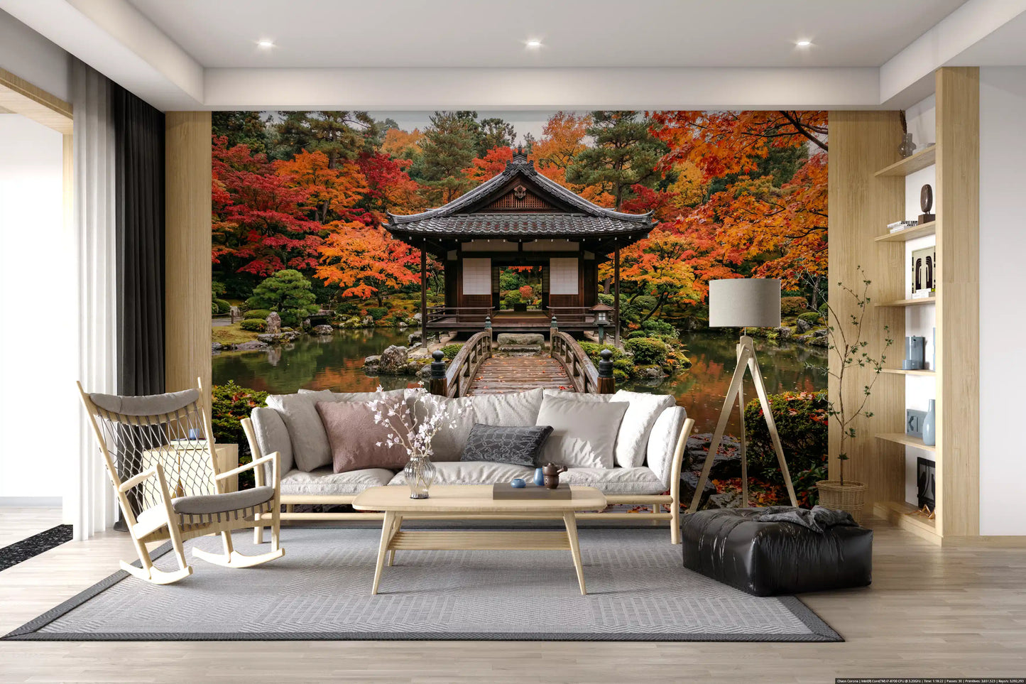 Autumn Temple Calm Wall Mural